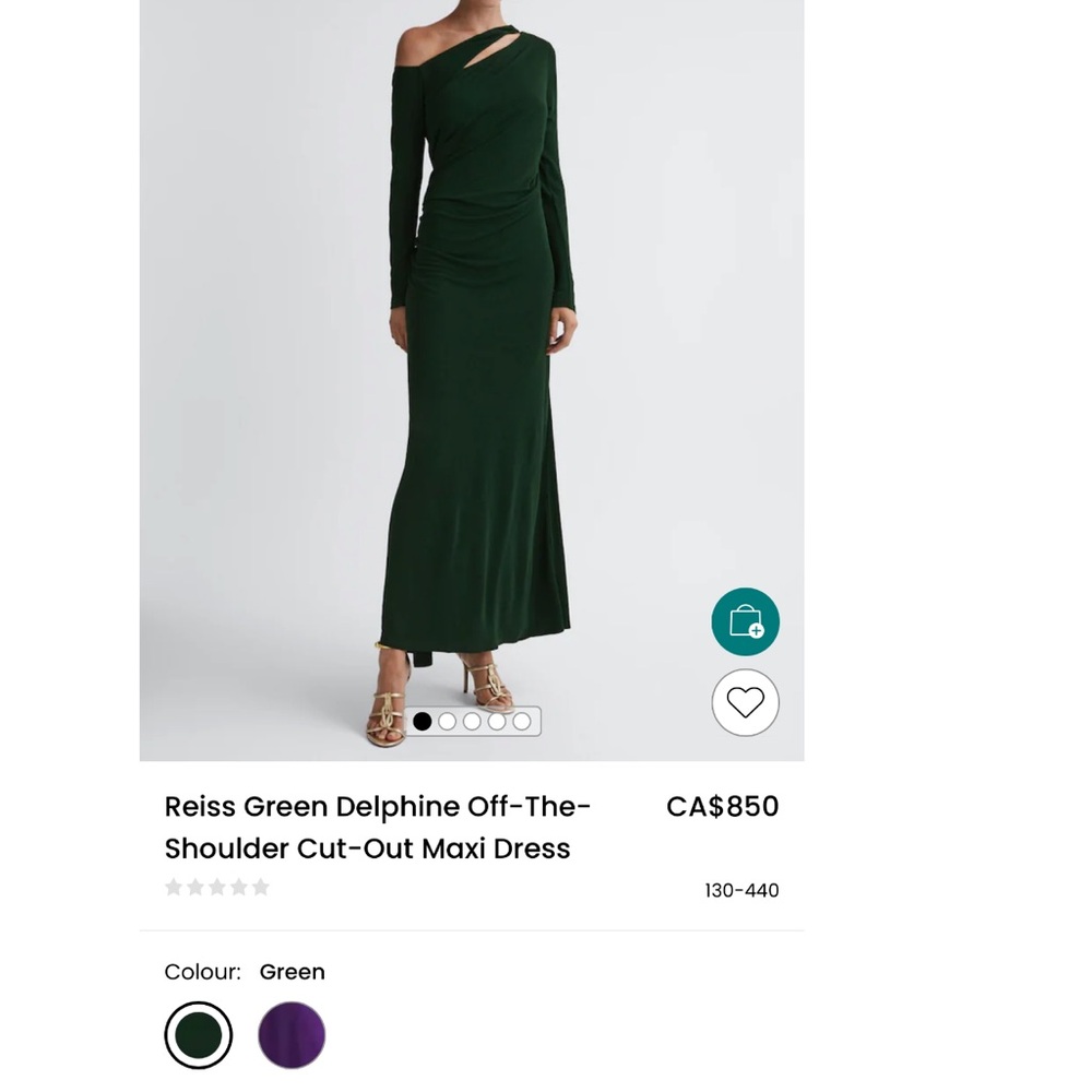 Reiss Green Off-The-Shoulder Maxi Dress